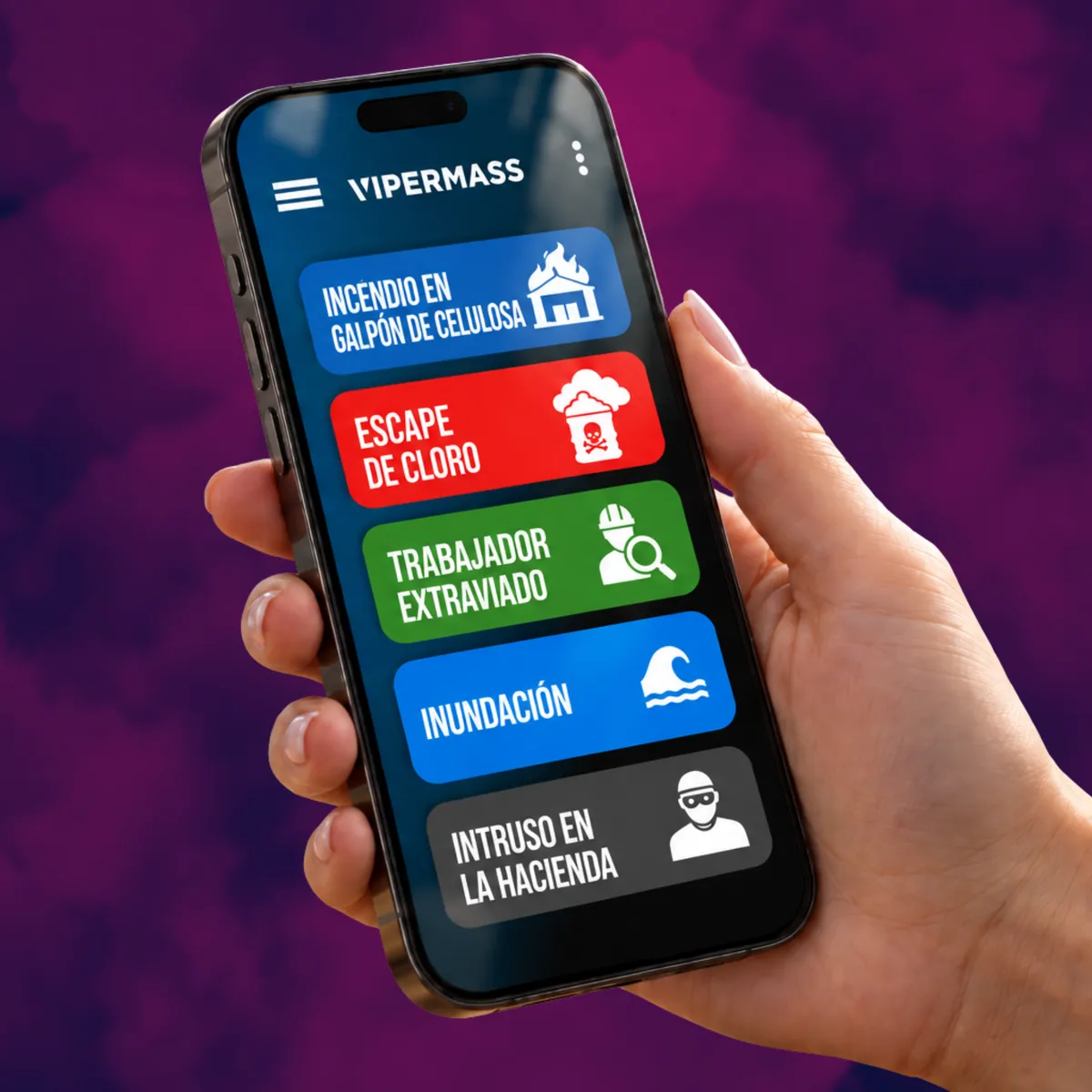 App VIPER MASS em um celular